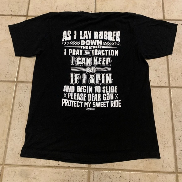 Black Tutex T-Shirt with Garage-Themed Logo - Men's/Unisex Large - Picture 4 of 6